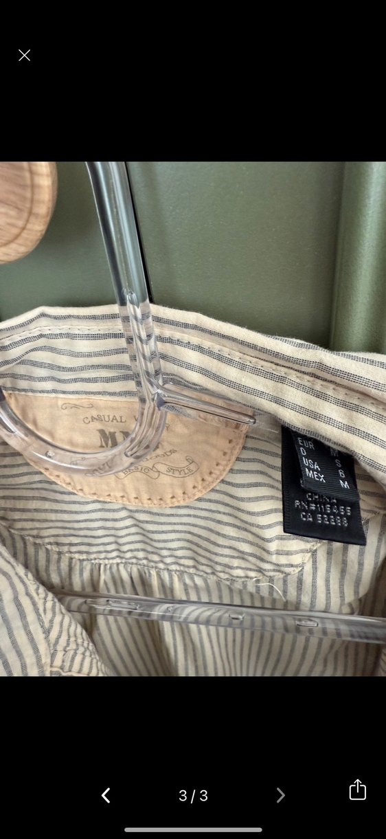 Mango Bej Çizgili  Kadın Gömlek - Görsel 3