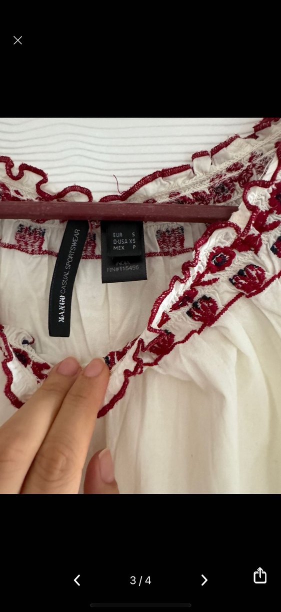 Mango Nakışlı Beyaz Bohem Bluz - Görsel 3