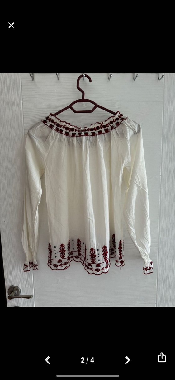 Mango Nakışlı Beyaz Bohem Bluz - Görsel 2