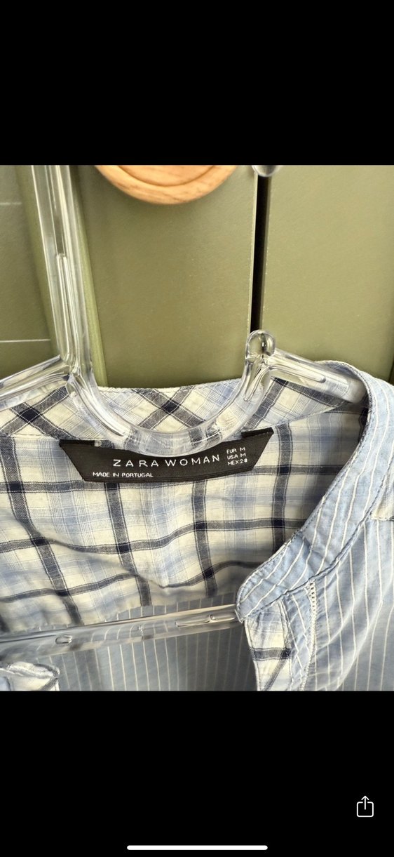 Zara mavi çizgili kadın gömlek - Görsel 3