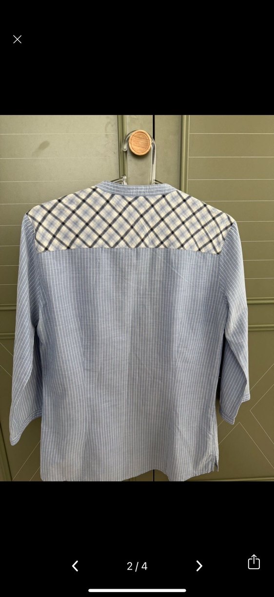 Zara mavi çizgili kadın gömlek - Görsel 2