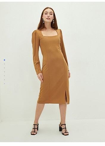 46 Beden camel Renk Lc Waikiki Elbise
