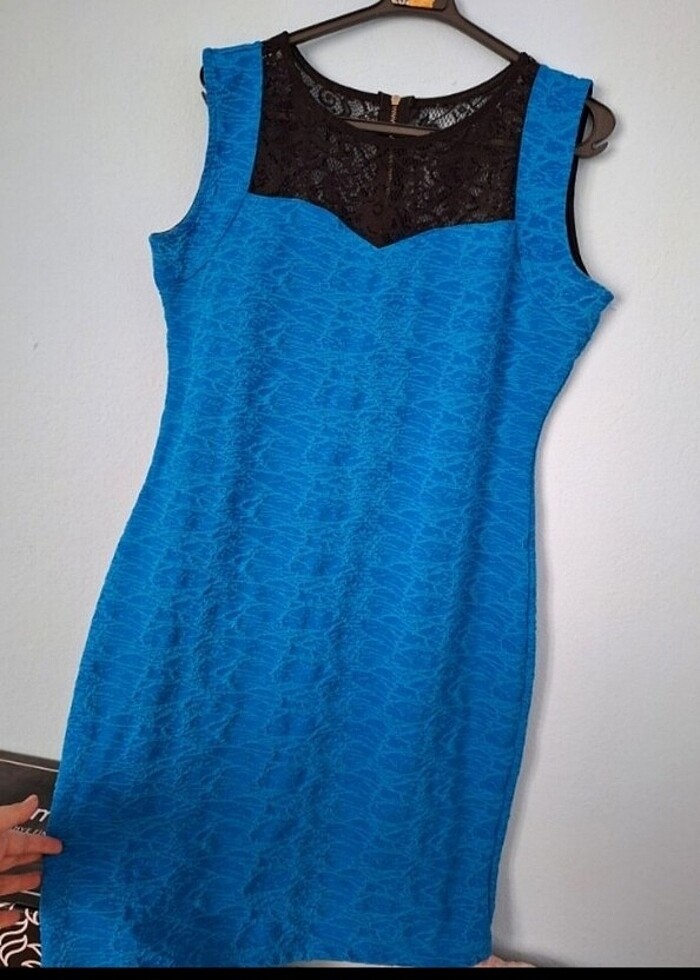 Mavi jakarli abiye elbise  - Görsel 2