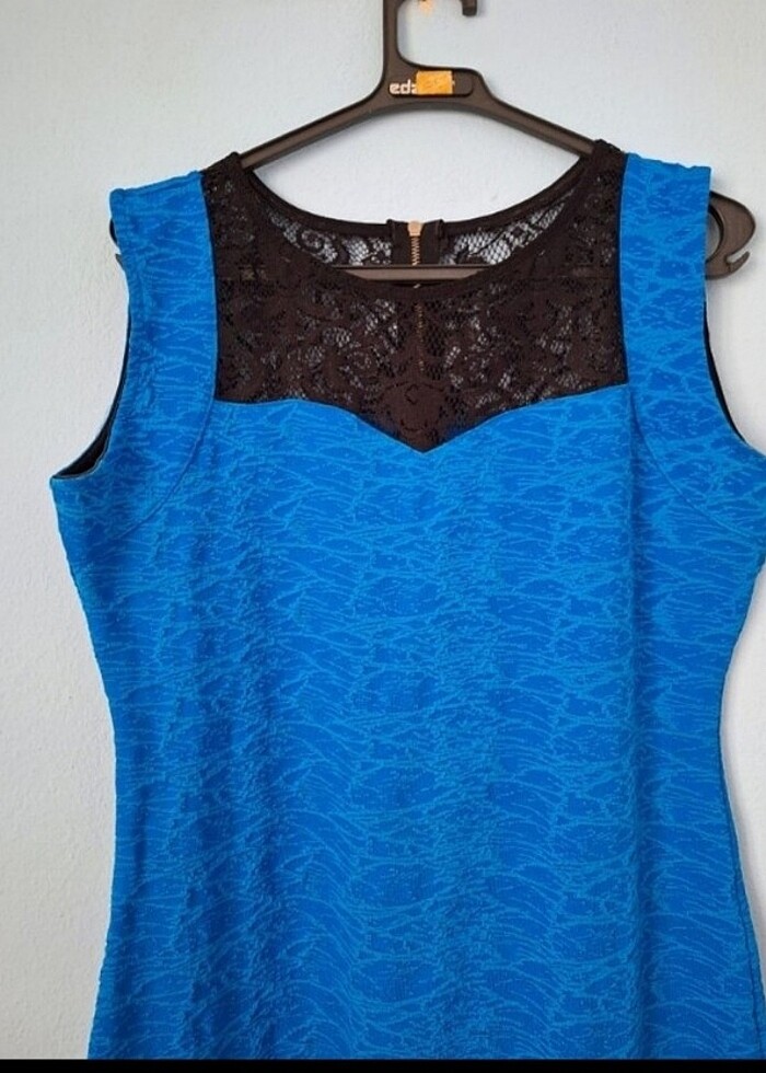 Mavi jakarli abiye elbise  - Görsel 4