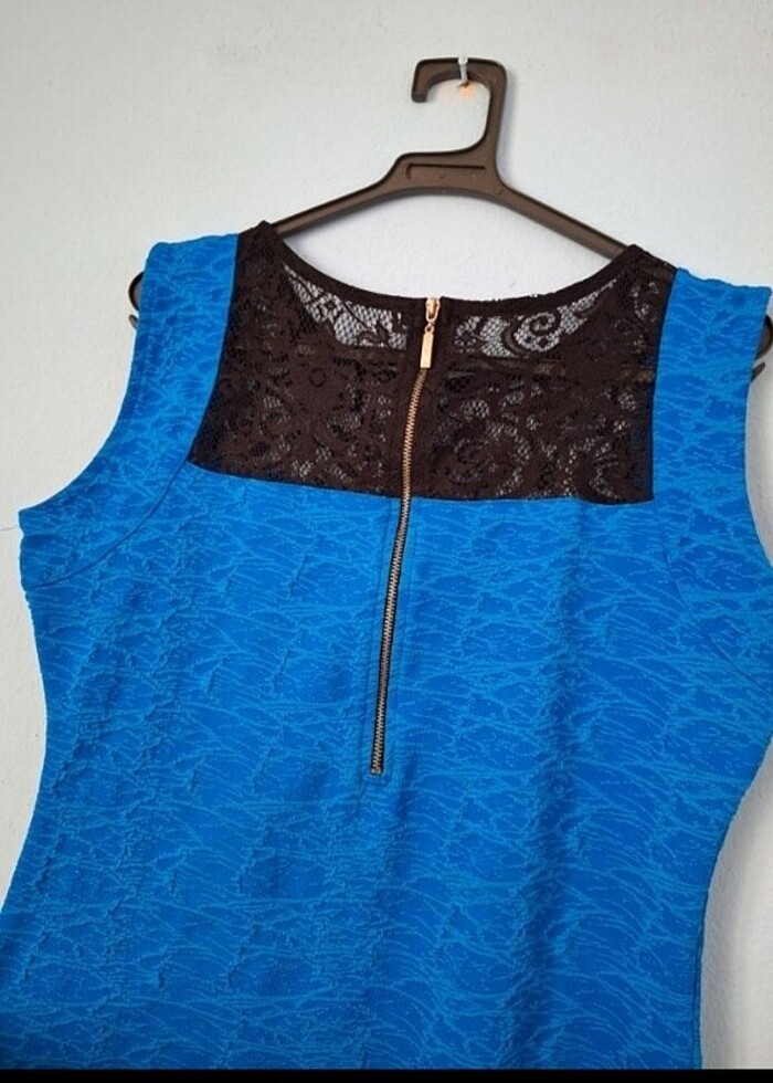 Mavi jakarli abiye elbise  - Görsel 5