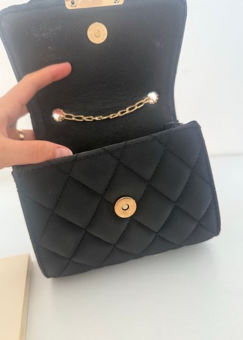 Zara Zincir Detaylı Siyah Süet Kadın Çanta