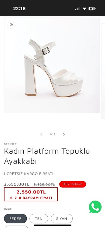 Rahat, platform topuklu gelinlik ayakkabısı - Görsel 2