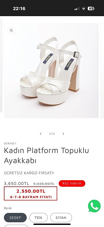 Rahat, platform topuklu gelinlik ayakkabısı - Görsel 3