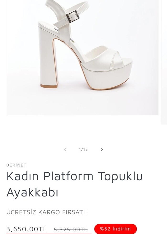 Rahat, platform topuklu gelinlik ayakkabısı - Görsel 2