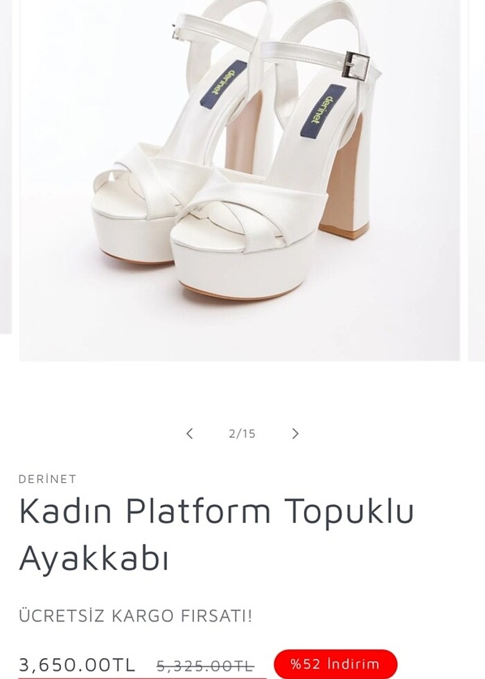 Rahat, platform topuklu gelinlik ayakkabısı - Görsel 3