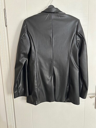 xs Beden Siyah deri blazer