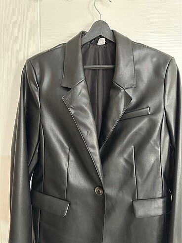 xs Beden siyah Renk Siyah deri blazer