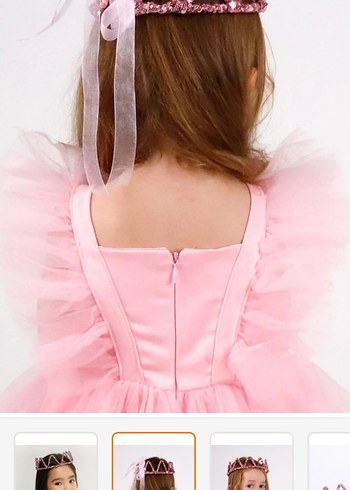 Pembe Parlak Payetli Bohem Çocuk Tacı - Görsel 3