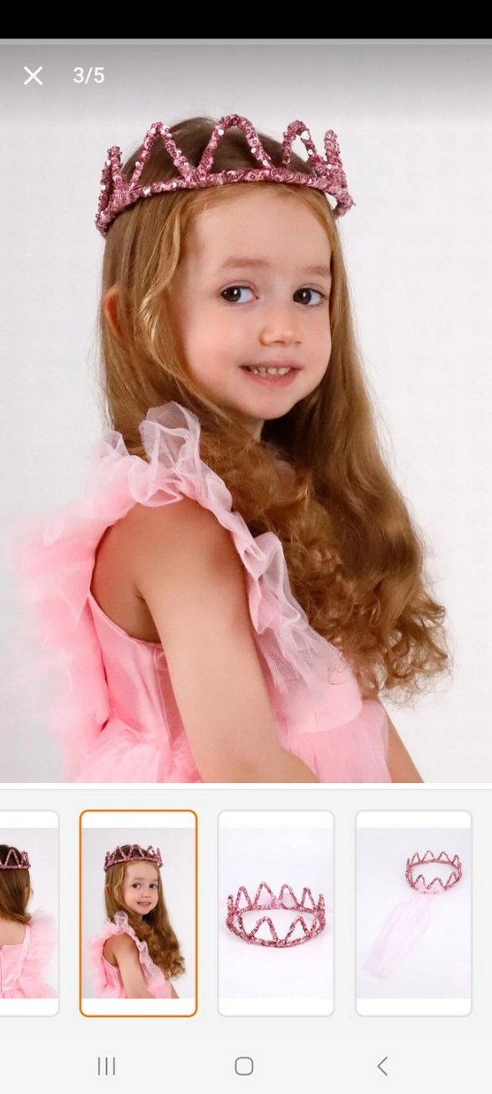 Pembe Parlak Payetli Bohem Çocuk Tacı - Görsel 2