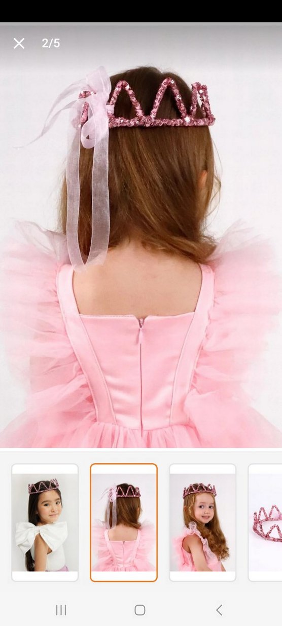 Pembe Parlak Payetli Bohem Çocuk Tacı - Görsel 3