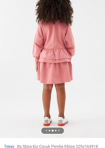 Kız Çocuk Pembe Uzun Kollu Elbise - Görsel 3