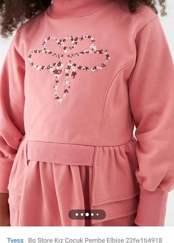 Kız Çocuk Pembe Uzun Kollu Elbise - Görsel 2