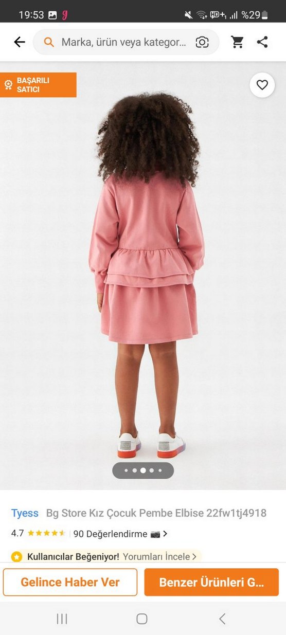 Kız Çocuk Pembe Uzun Kollu Elbise - Görsel 3