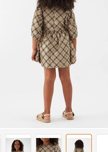 Parlak Kahverengi  Desenli Kız Elbisesi - Görsel 3