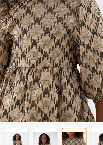 Parlak Kahverengi  Desenli Kız Elbisesi - Görsel 2