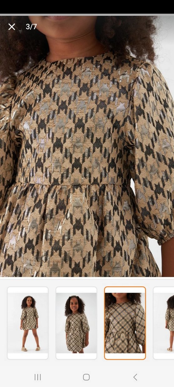 Parlak Kahverengi  Desenli Kız Elbisesi - Görsel 2