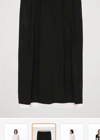 Kadın Siyah Midi Boy Bol Kesim Kemerli Etek - Görsel 2