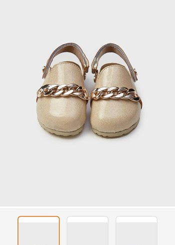 Zincir Detaylı Parlak Bej Kız Terlik - Görsel 2
