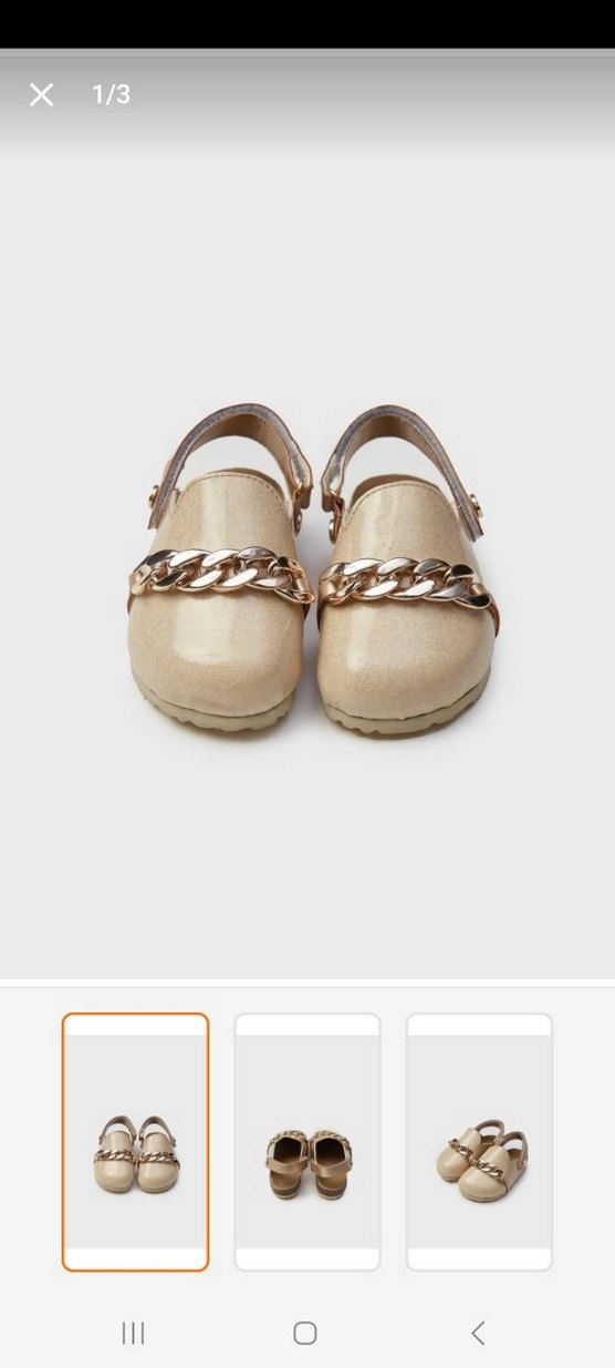 Zincir Detaylı Parlak Bej Kız Terlik - Görsel 2