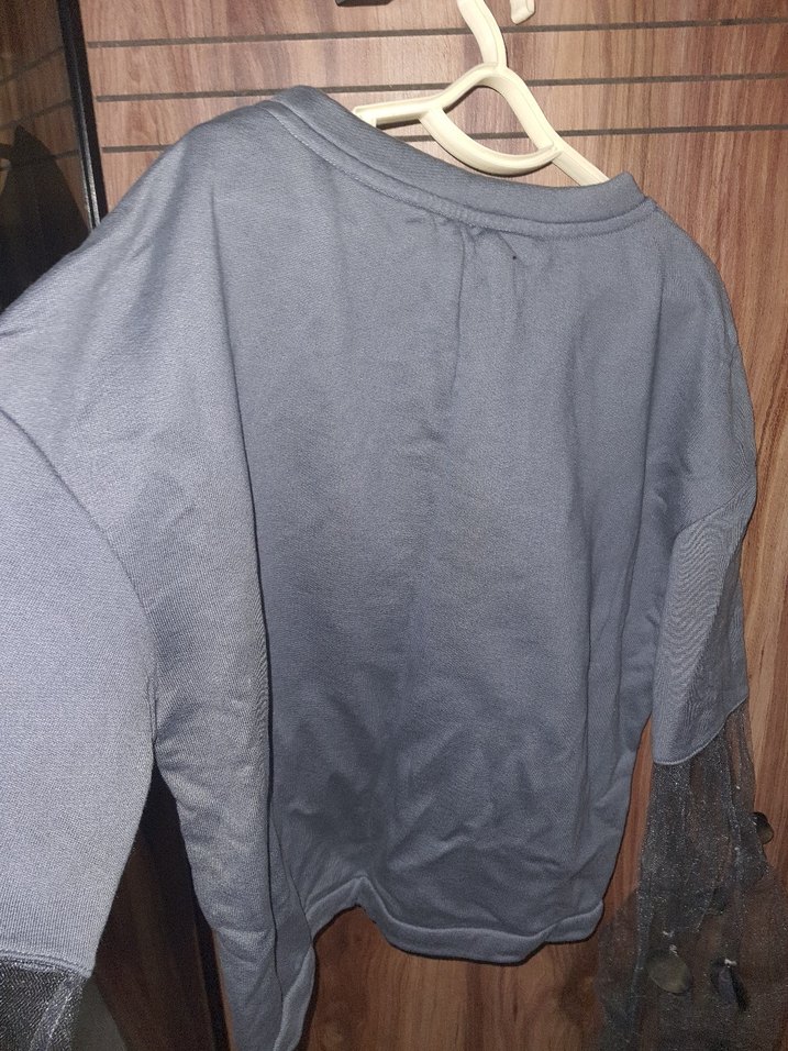 Gri Uzun Kollu payetli bluz - Görsel 4