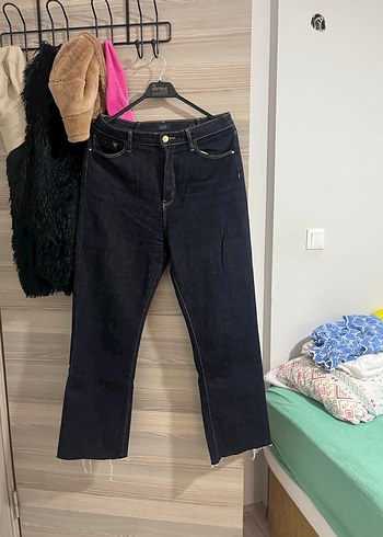 Kadın Lacivert Loose Fit Midi Jean