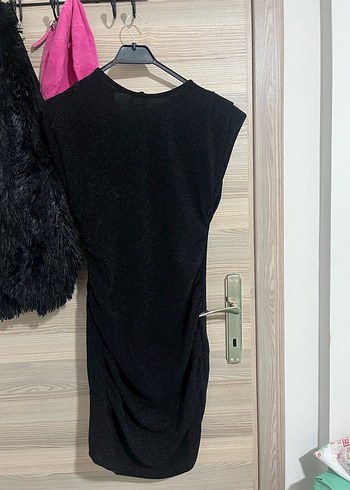 Siyah Drapeli Mini Kadın Elbise