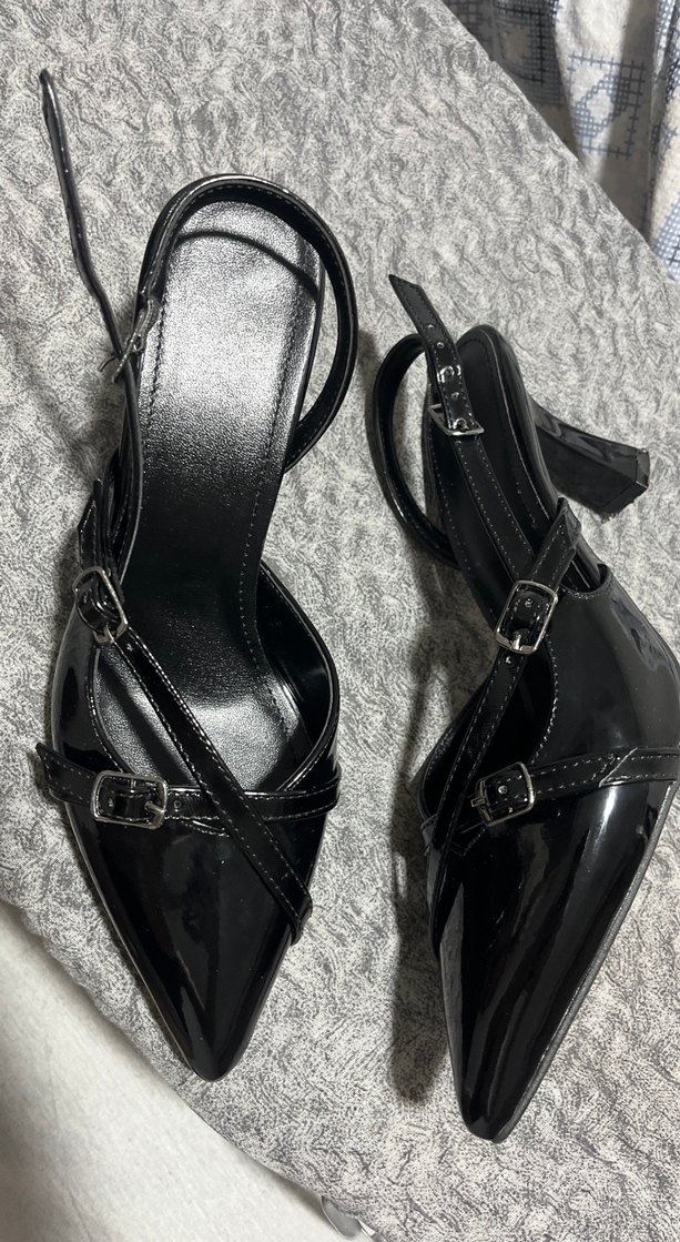 Siyah bantlı stiletto Topuklu Kadın Ayakkabı - Görsel 2