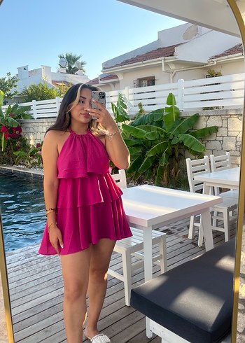 Pembe Kat Kat Mini Elbise