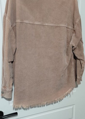 Bej Kadın Düğmeli Keten Gömlek - Görsel 4