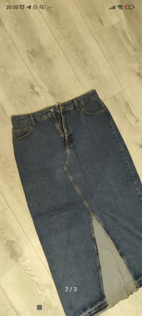 Kadın Lacivert Midi Denim Etek - Görsel 2