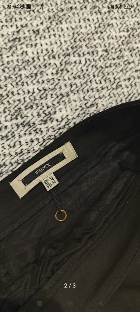 Siyah Kadın Mini Etek Kürklü Detaylı - Görsel 2