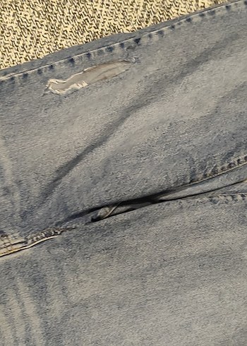 Nakışlı Mavi Kadın Midi Boy Bol Kesim Jean - Görsel 2