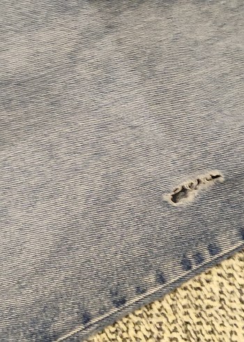 Nakışlı Mavi Kadın Midi Boy Bol Kesim Jean - Görsel 3