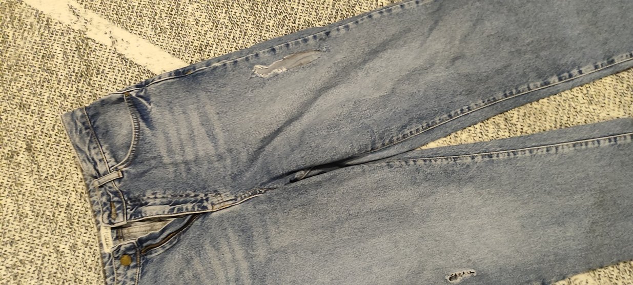 Nakışlı Mavi Kadın Midi Boy Bol Kesim Jean - Görsel 2