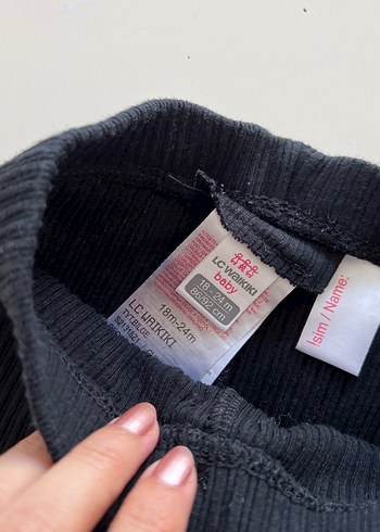 Kız Çocuk Siyah Düğmeli Denim Tayt - Görsel 3