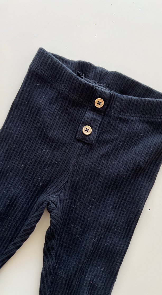 Kız Çocuk Siyah Düğmeli Denim Tayt - Görsel 2