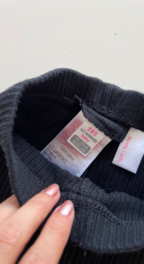 Kız Çocuk Siyah Düğmeli Denim Tayt - Görsel 3