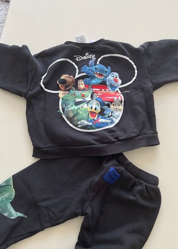 Disney Siyah Erkek Bebek Sweatshirt ve Pantolon Takımı - Görsel 4