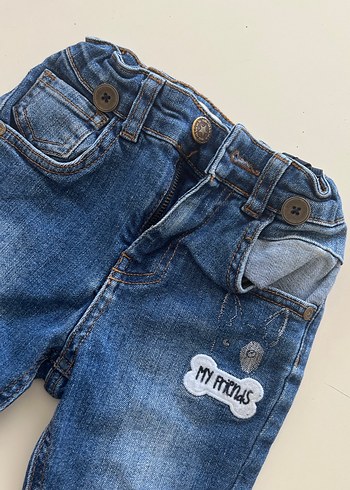 Erkek Çocuk Mavi Baskılı Denim Pantolon - Görsel 2