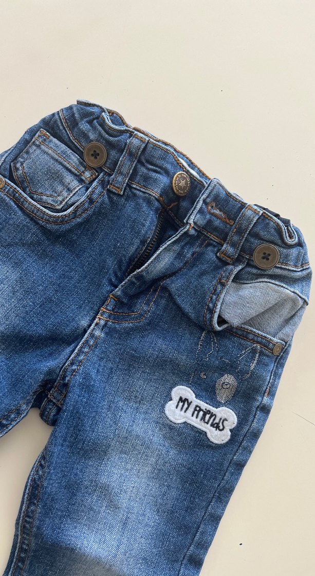 Erkek Çocuk Mavi Baskılı Denim Pantolon - Görsel 2