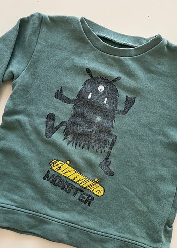 Gri Baskılı Erkek Çocuk sweatshirt - Görsel 2