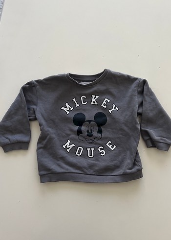 Gri Mickey Mouse Baskılı Sweatshirt - Görsel 3