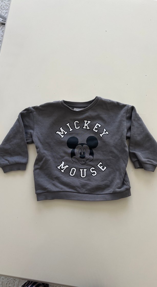 Gri Mickey Mouse Baskılı Sweatshirt - Görsel 3