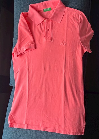 Neon Pembe Düğmeli Kısa Kollu Polo Tişört - Görsel 2