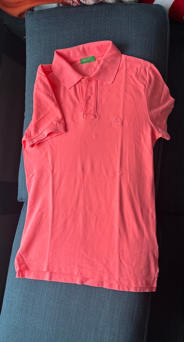 Neon Pembe Düğmeli Kısa Kollu Polo Tişört - Görsel 2